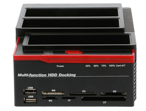 3 HDD Docking Station IDE SATA Dual UKB 3.0 Clone Hard Drive Card Reader UK
