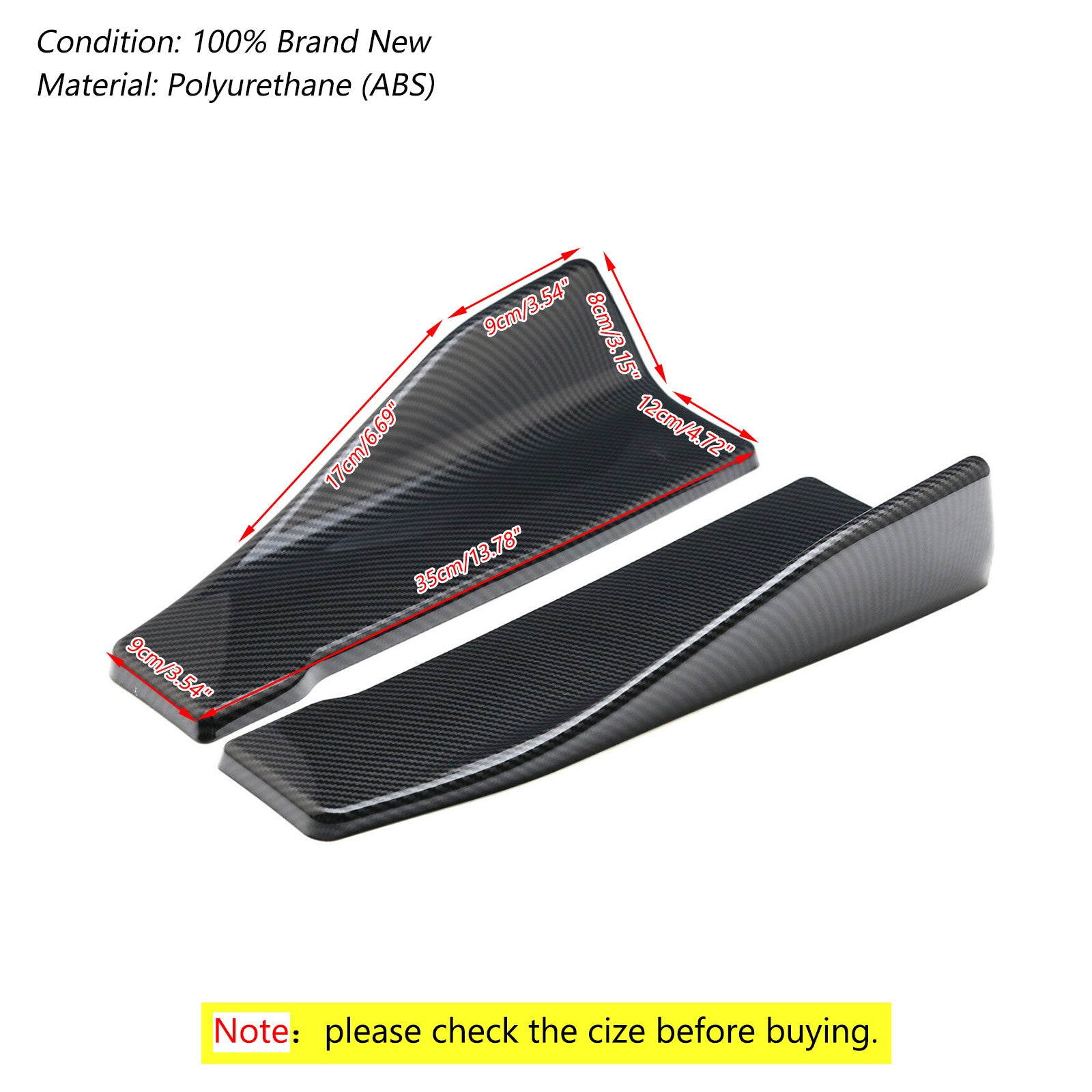 2 stks 35 cm Rok Spoiler Achterlip Uitbreiding Rocker Splitters Winglet Vleugels Carbon