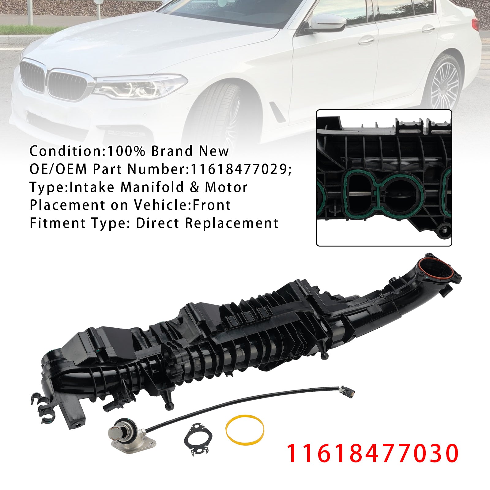 2016/09-2020/06 For BMW 5er F90, G30 530d xDrive 2993 ccm, 195 KW, 265 PS Inlet Intake Manifold With Motor 11618477030