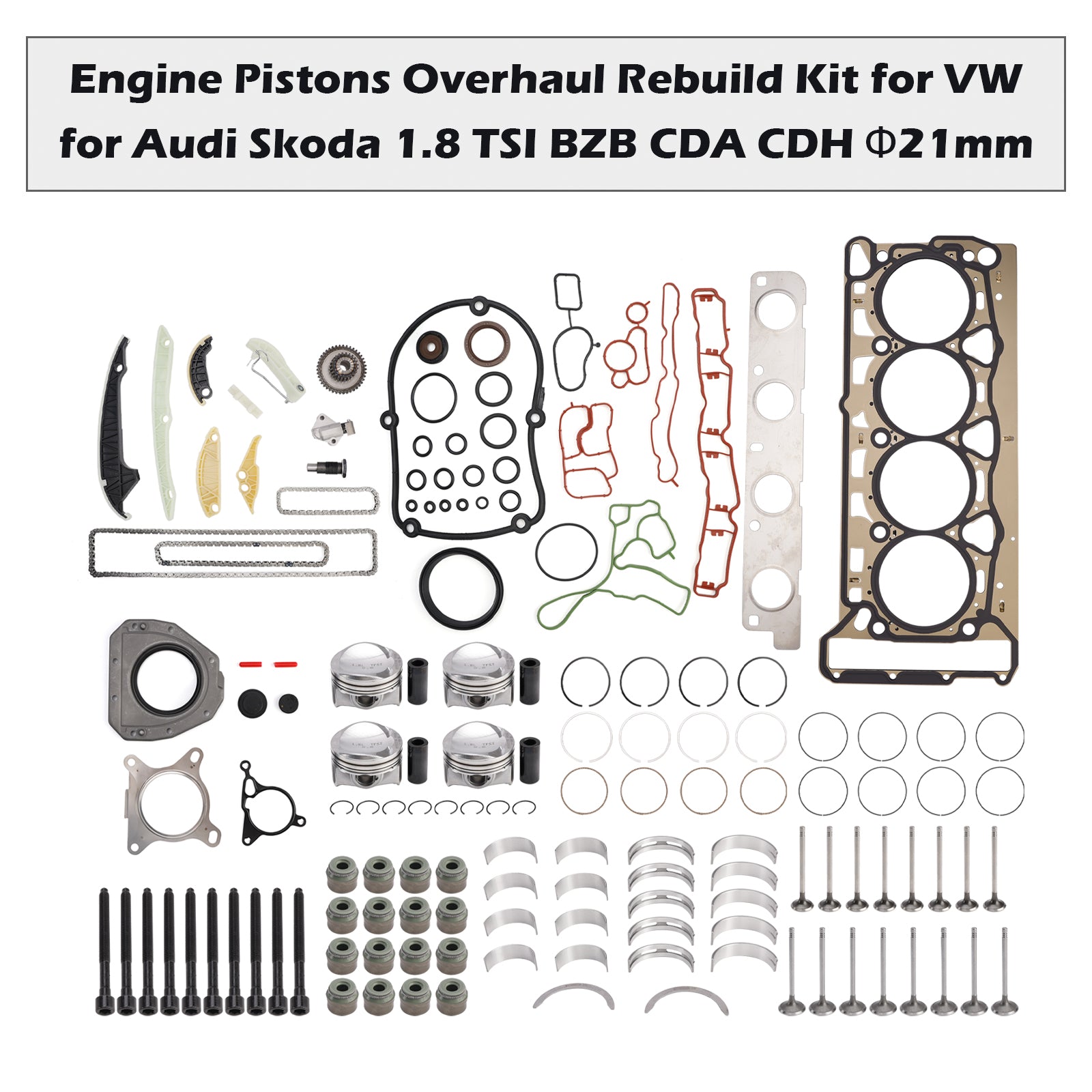 Kit di ricostruzione revisione pistoni motore 2007-2011 SKODA Octavia 1.8 TSI BZB CDAA CDAB 06H107065CP 06H109509Q