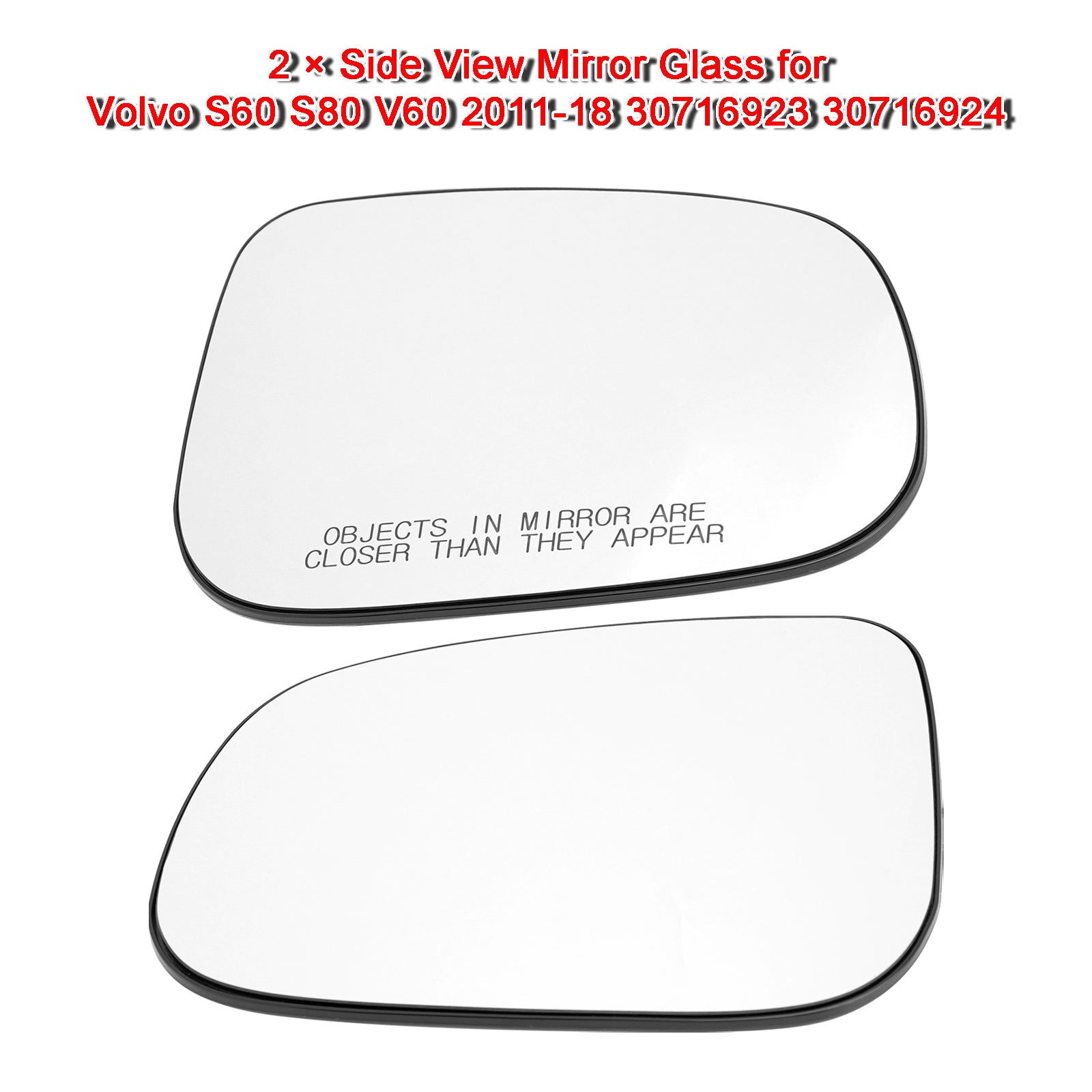 2 × Side View Mirror Glass for Volvo S60 S80 V60 2011-18 30716923 30716924