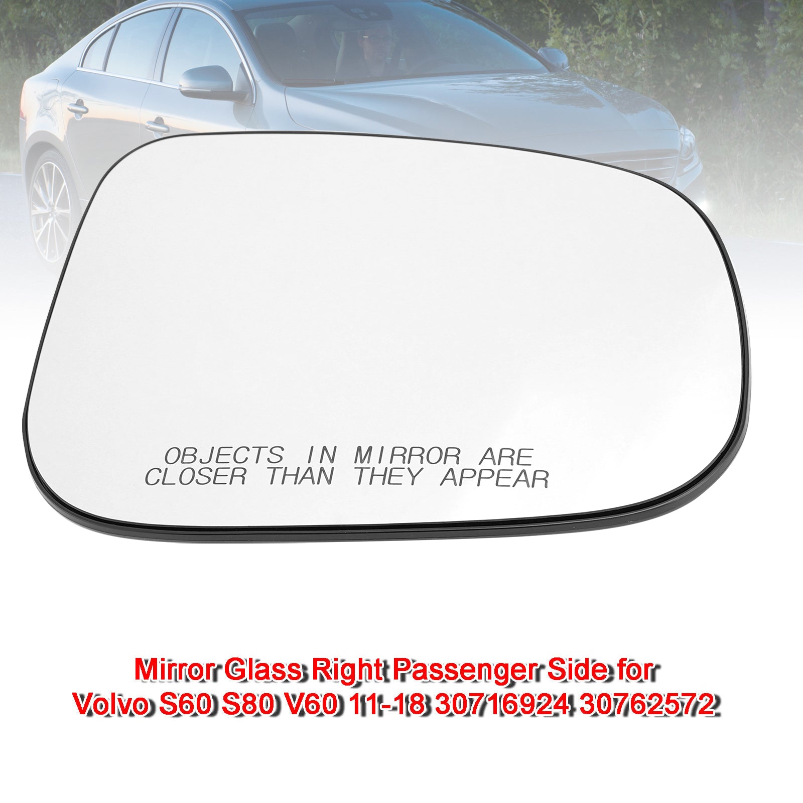 Mirror Glass Right Passenger Side for Volvo S60 S80 V60 11-18 30716924 30762572
