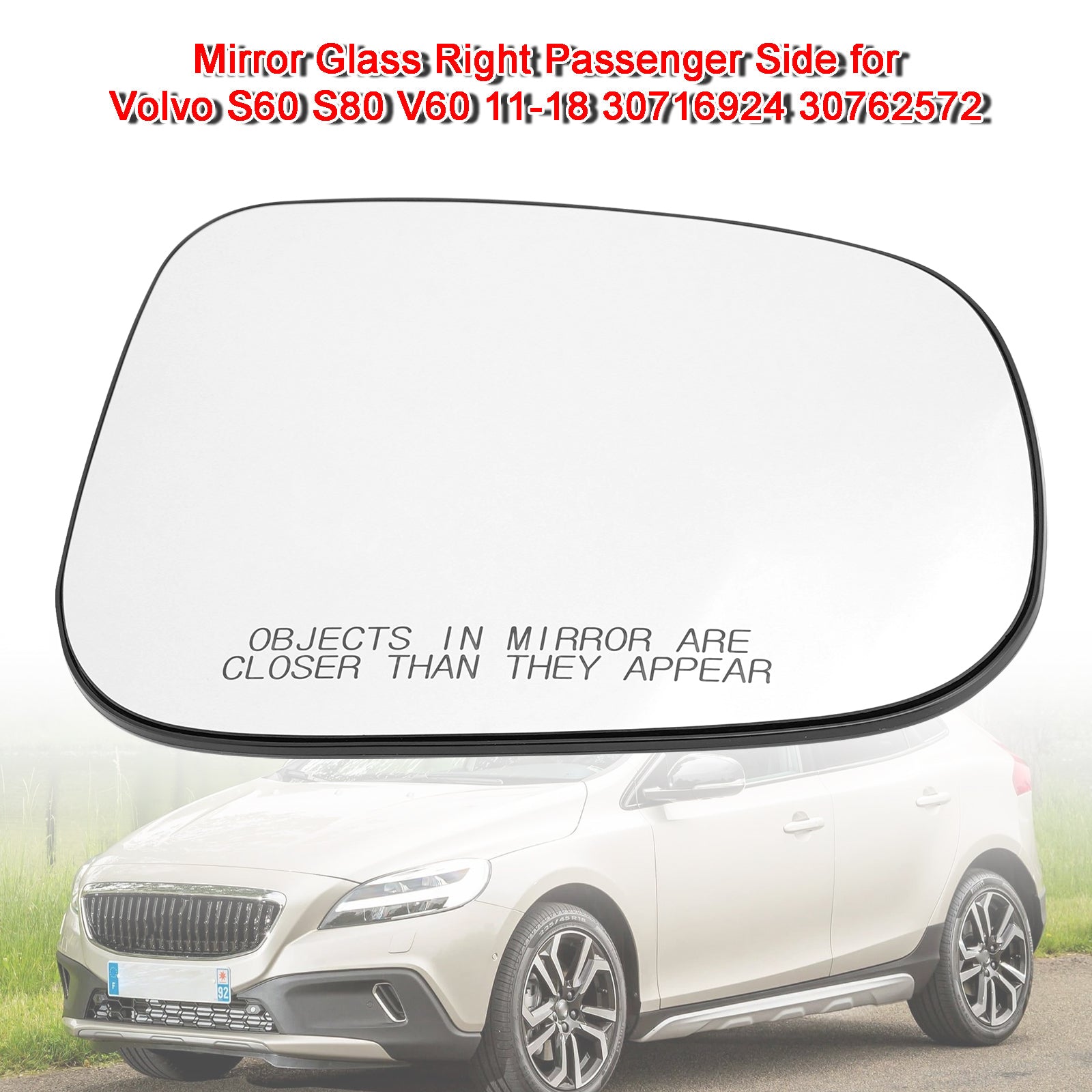Mirror Glass Right Passenger Side for Volvo S60 S80 V60 11-18 30716924 30762572