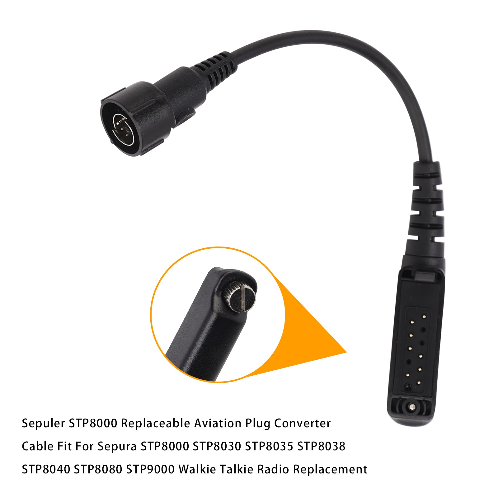 STP8000 Replaceable Aviation Plug Converter Cable for Sepura STP8030 STP8035