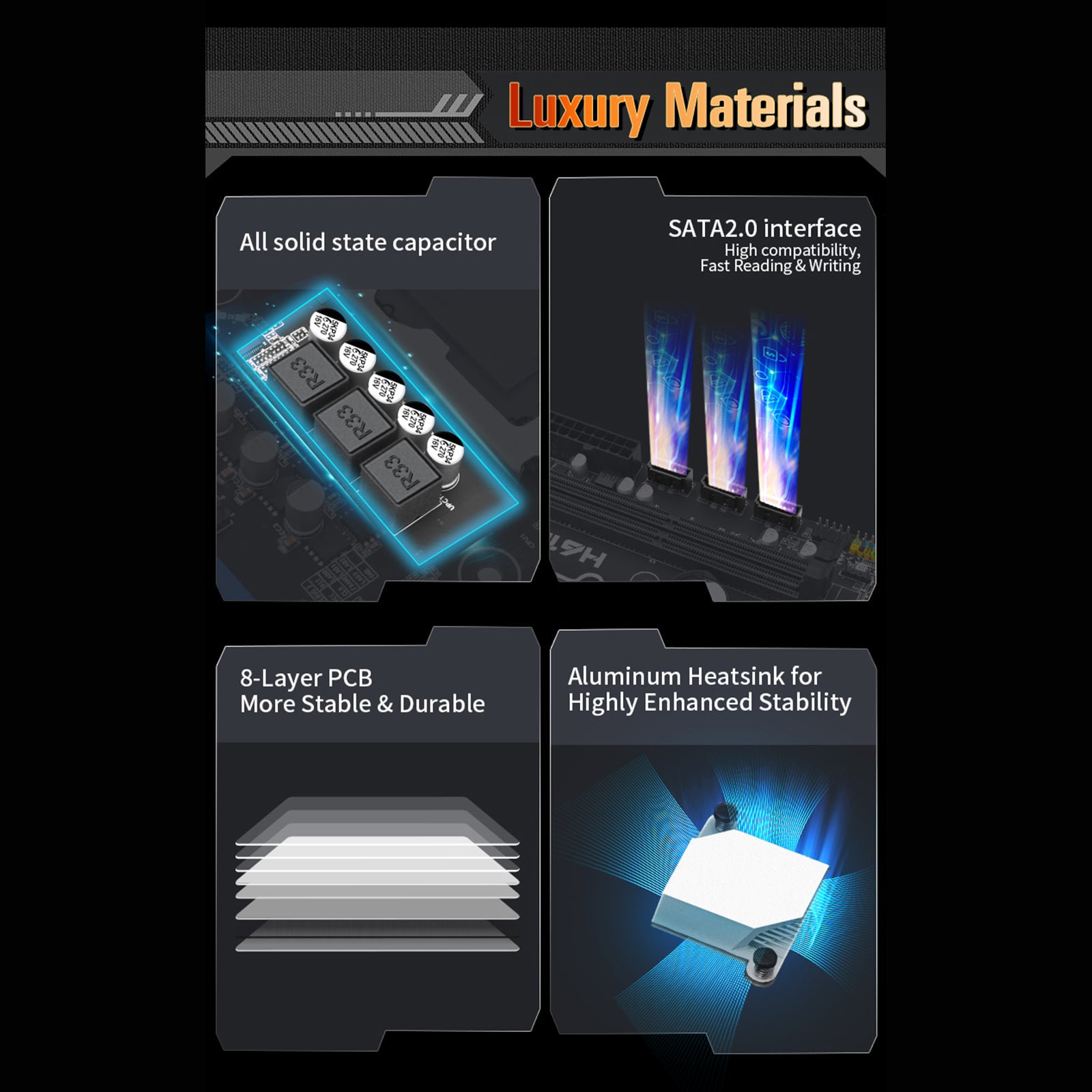 LGA 1155 prend en charge 2 * DDR3 USB2.0 SATA2 NVME plaque carte mère PC H61M-I