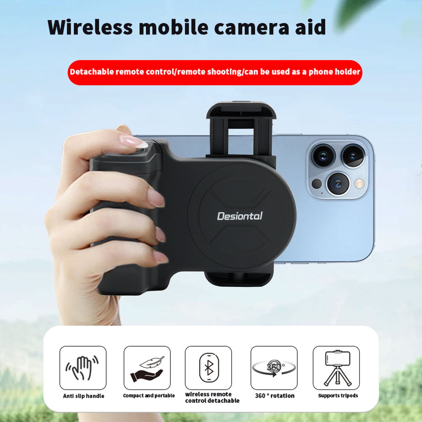 PH-30A Mobiltelefonklipp Modell Auktion Remote Control Camera Handle Stabilizer