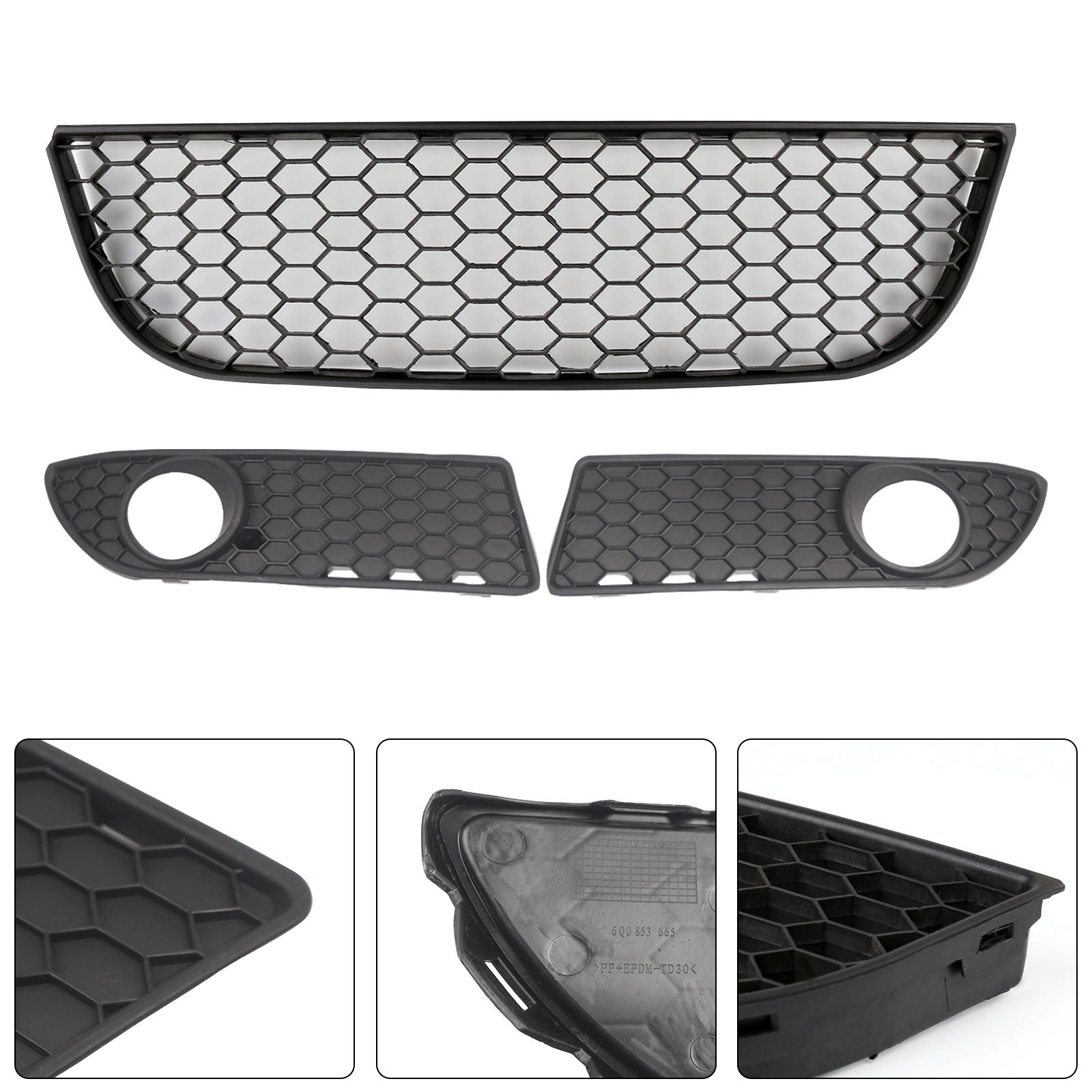 2005-2009 Polo GTI Front VW Lower 9N3 BLACK Center Grille Bumper Grill Fog Generic