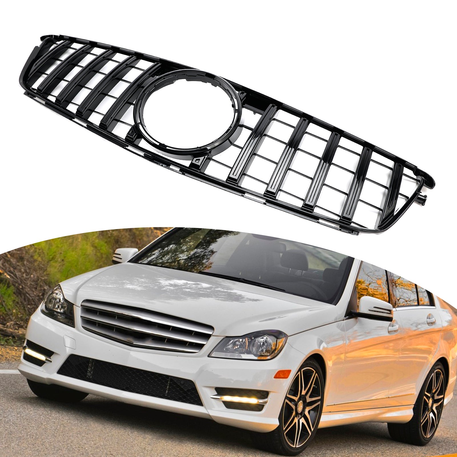 2008-2014 Benz C-Class W204 C300 C350 GTR Style Front Bumper Grille Grill