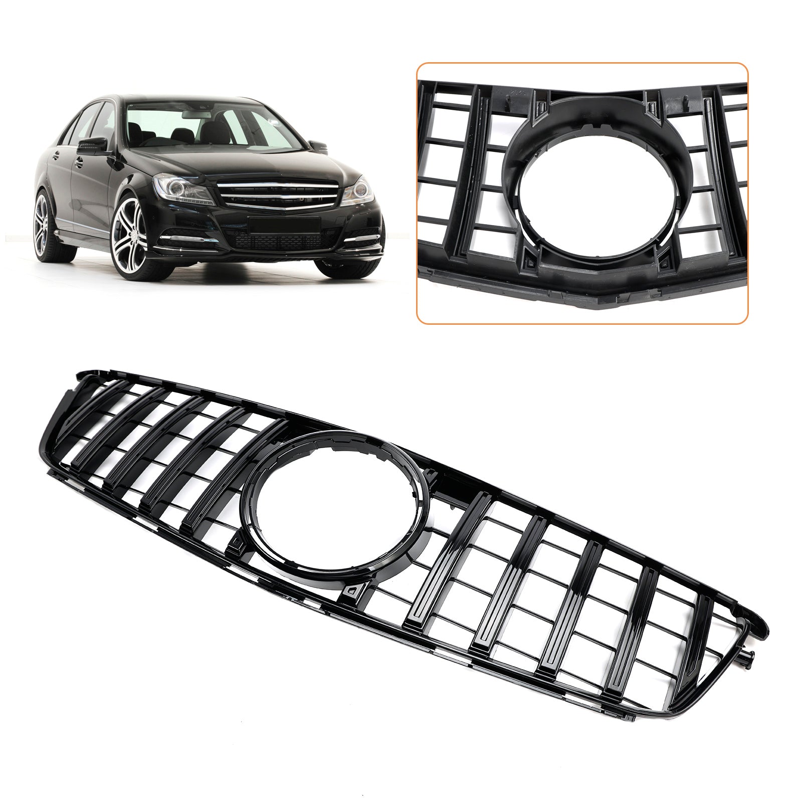 2008-2014 Benz C-Class W204 C300 C350 GTR Style Front Bumper Grille Grill