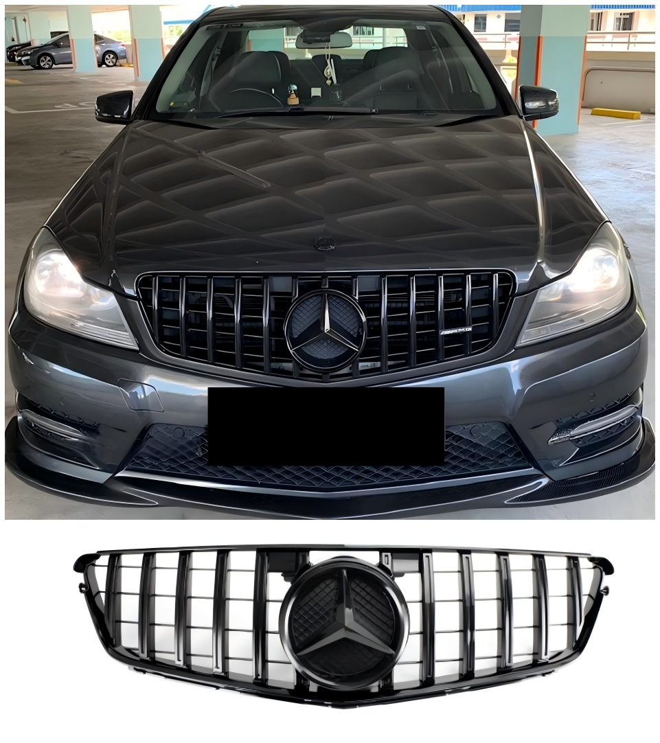 BDBO Front Grille For Mercedes W204 C-Class (2008-2014) – C250 C300 C350 AMG Style Gloss Black – Direct Fit, No Mods Needed