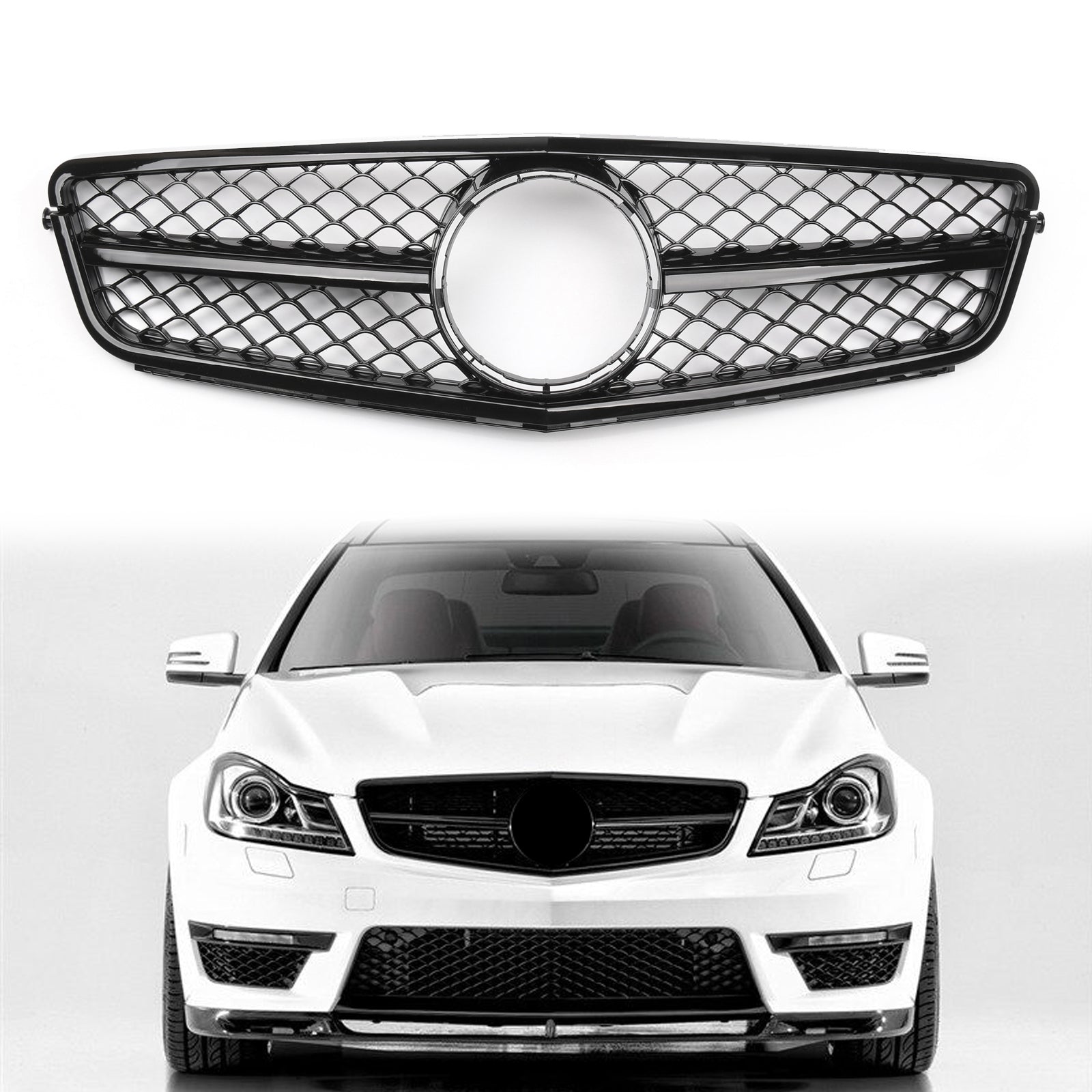 2008-2014 BENZ W204 C-Class C63 Style Gloss Black Grill Grille Generic