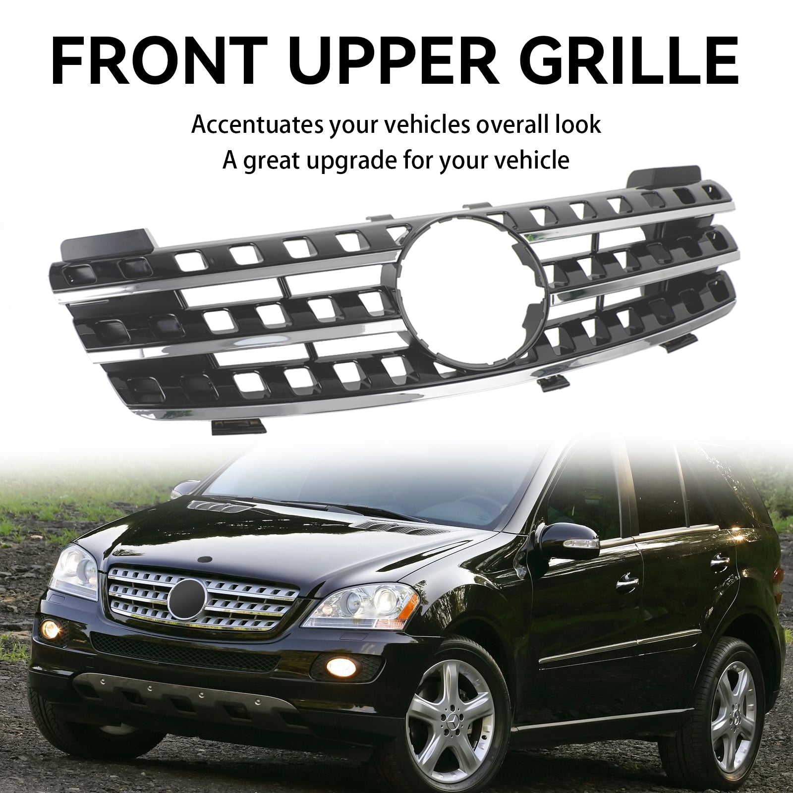 2005–2008 Mercedes ML-klasse W164 Frontfangergrill Krom/Svart