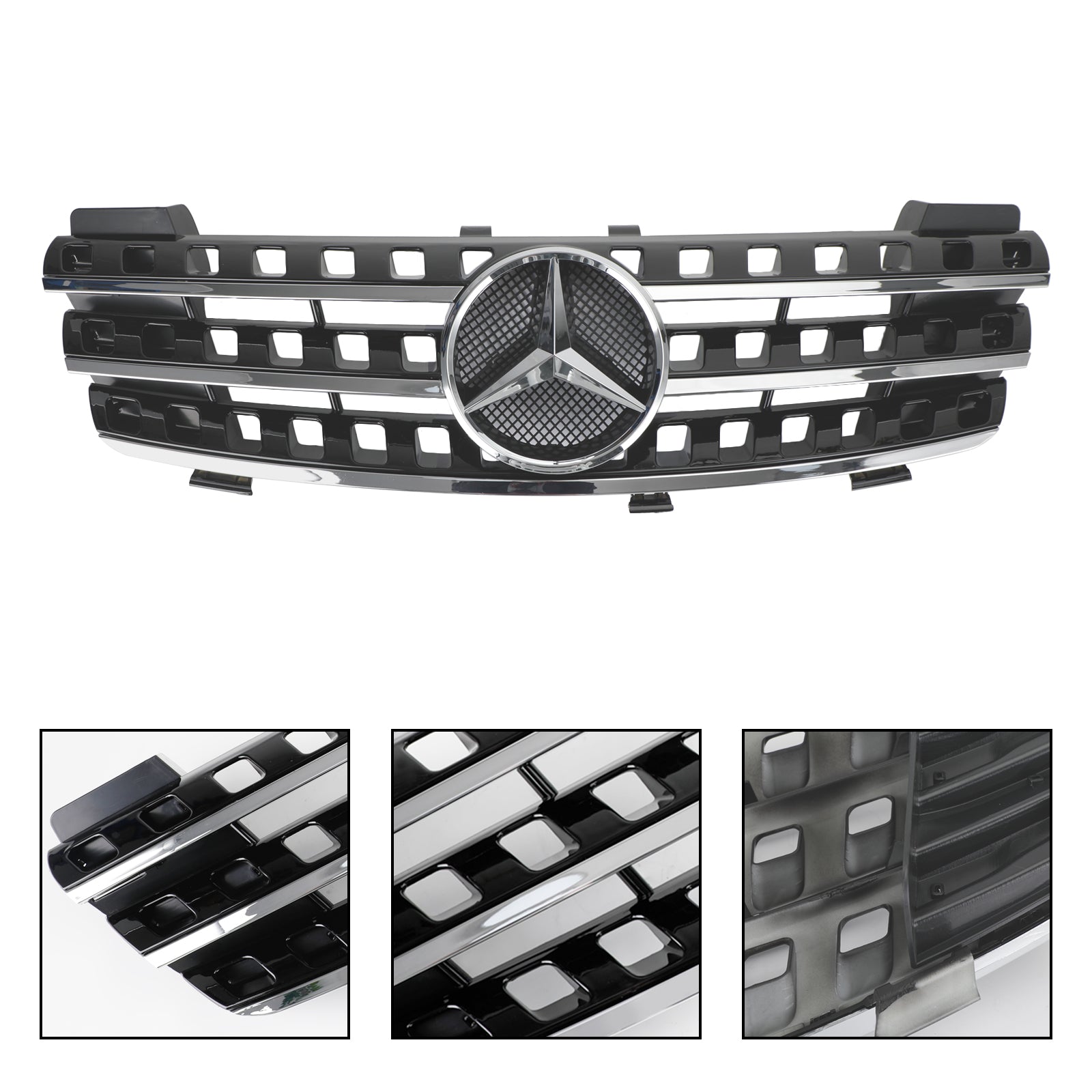 2005 2006 2007 2008 Mercedes ML-Class W164 Front Bumper Grille Grill Chrome/Black