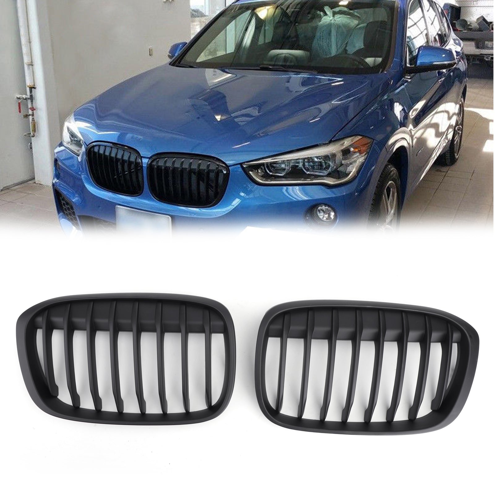 2016+ BMW F48 F49 X1 X-serie Nieuw paar Nierengrille Grill Zwart Generiek