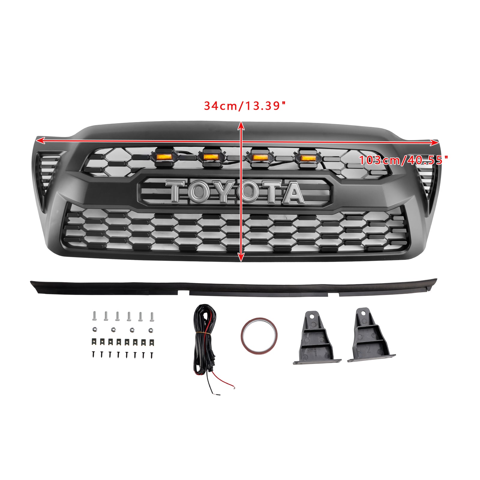 2005-2011 Toyota Tacoma met LED matzwarte voorbumpergrille