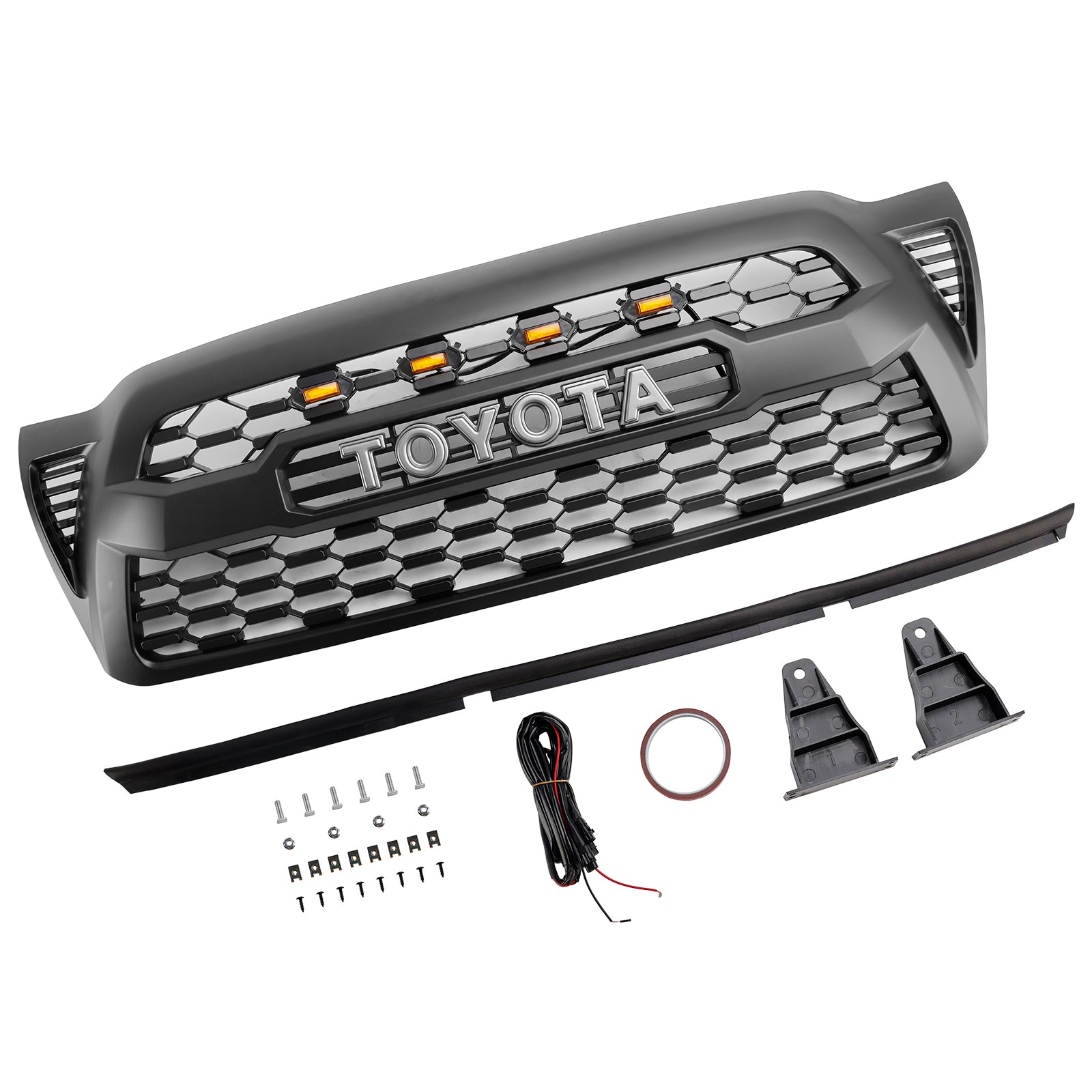 2005-2011 Toyota Tacoma met LED matzwarte voorbumpergrille