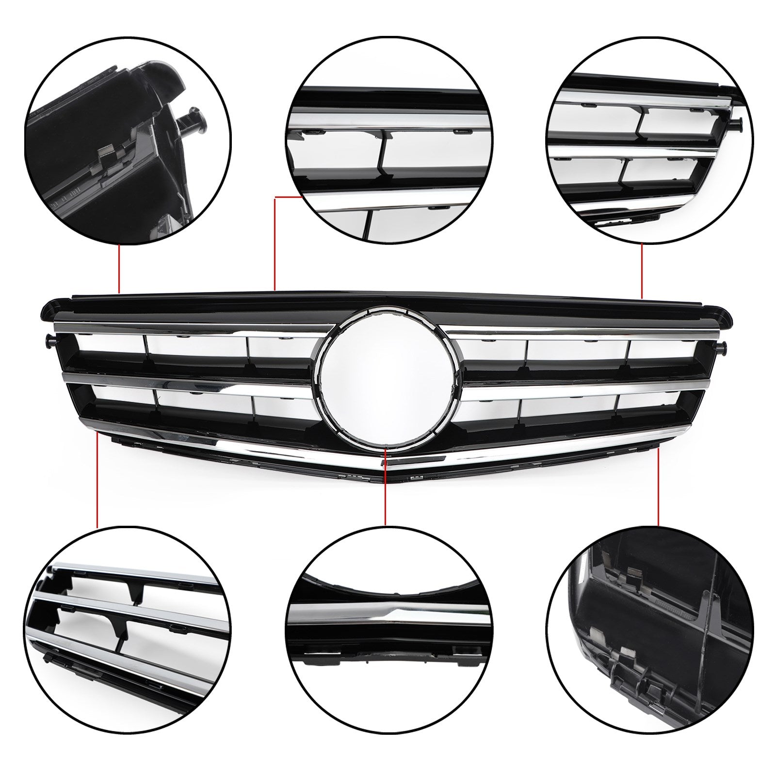 2008 2009 2010 2011 2012 2013 2014 W204 Calandre avant générique à LED chromée noire pour C300 et C350