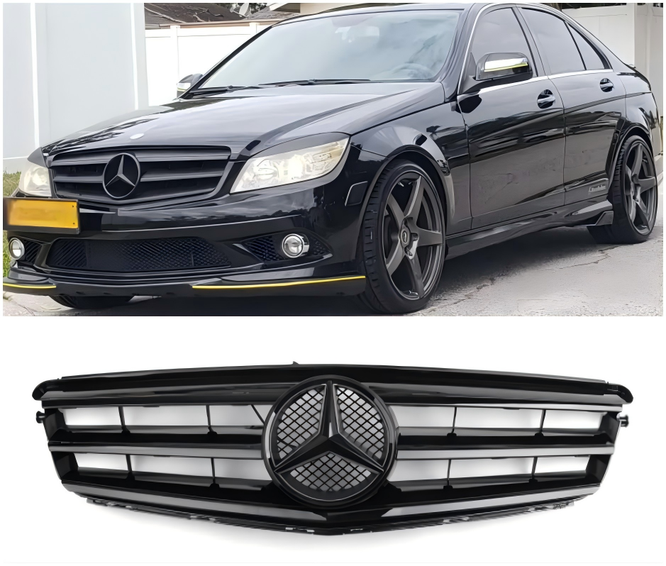 Benz Classe C 2008-2014 W204 Grille de pare-chocs avant noire générique avec emblème LED C300/C350