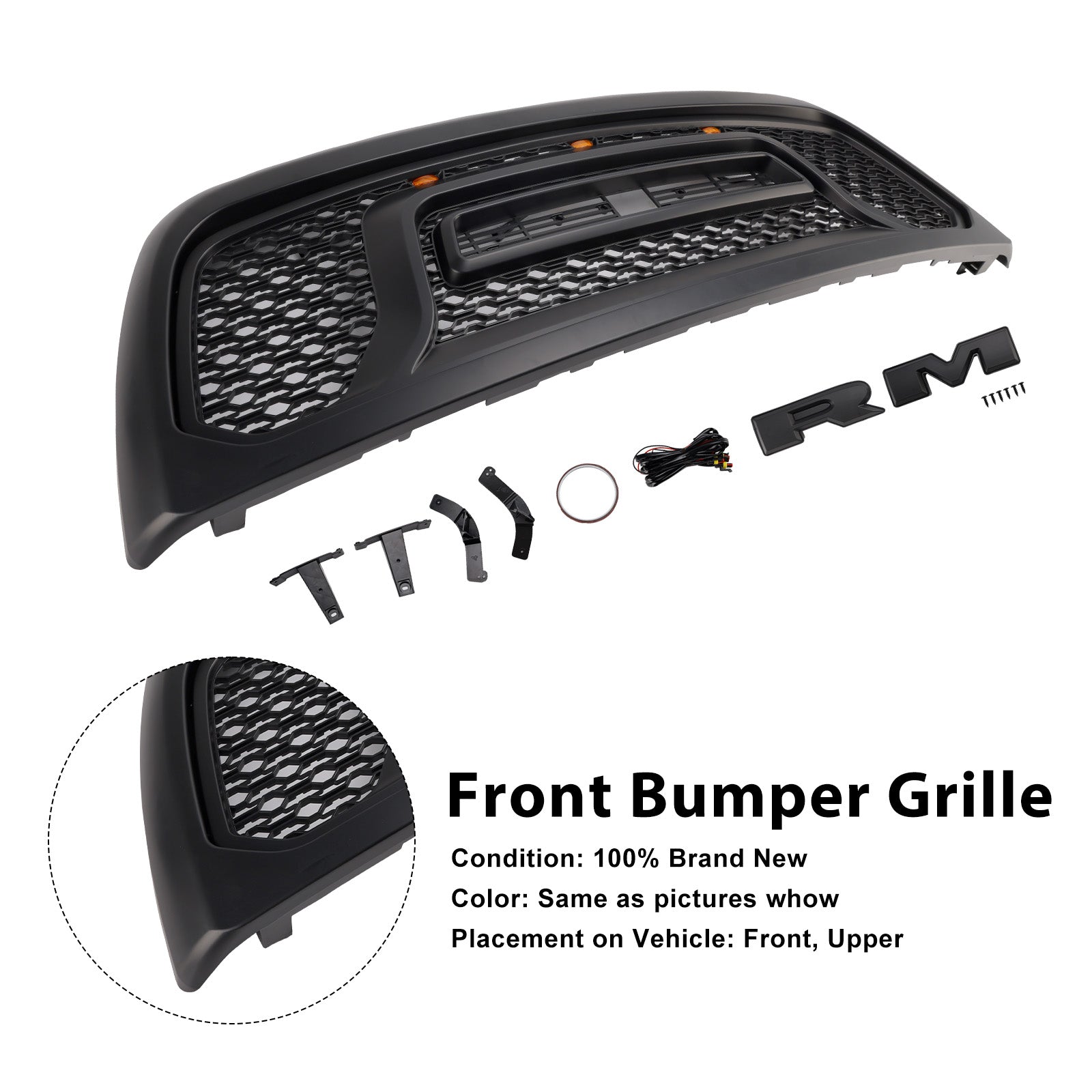 2010-2018 Dodge Ram 2500/3500 Laramie Limited W/ Led Light Front Bumper Grille