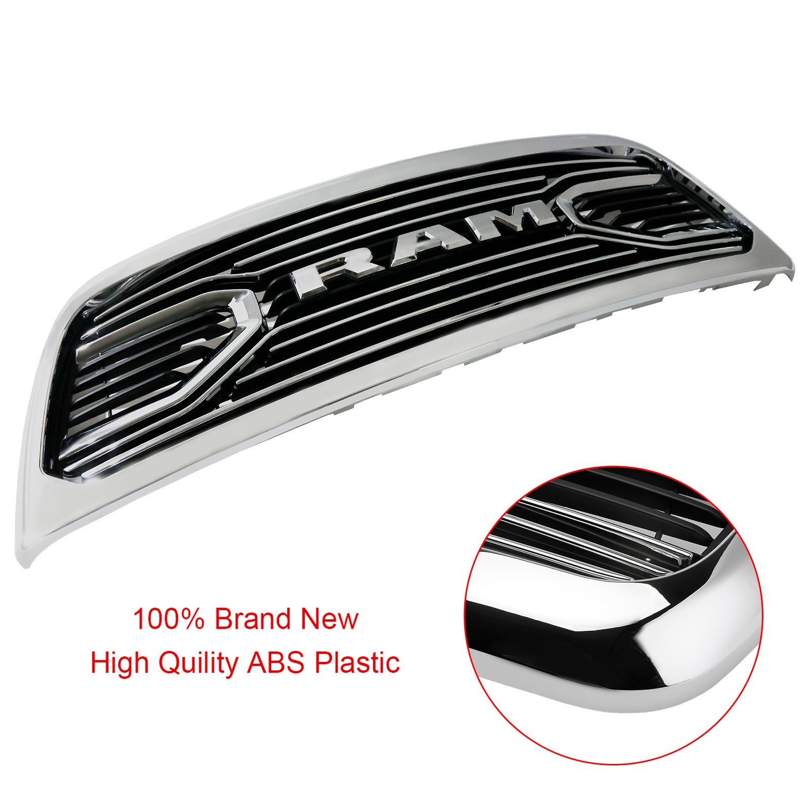 Dodge Ram 2500/3500 2010-2018 Laramie W/ Led Light Chrome Front Bumper Grille