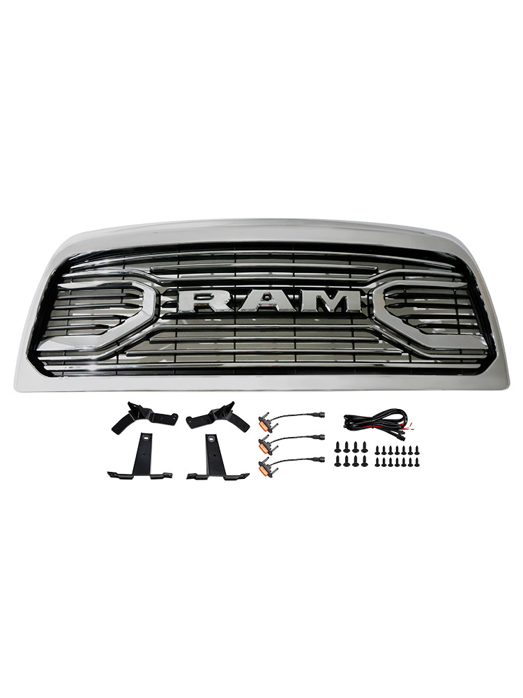 Dodge Ram 2500/3500 2010-2018 Laramie W/ Led Light Chrome Front Bumper Grille