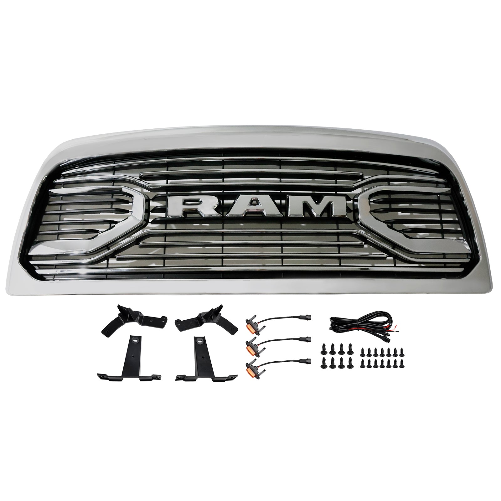 Dodge Ram 2500/3500 2010-2018 Laramie W/ Led Light Chrome Front Bumper Grille