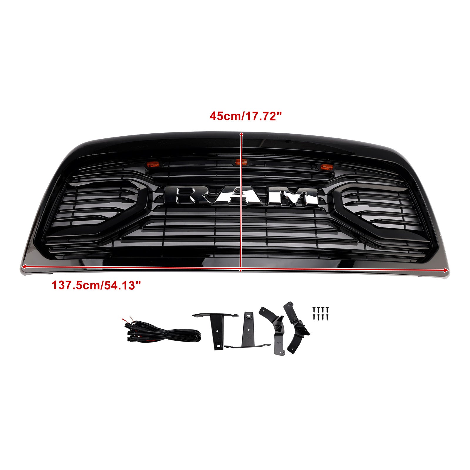 2010-2018 Dodge Ram 2500/3500 Laramie W/ Led Light Black Front Bumper Grille