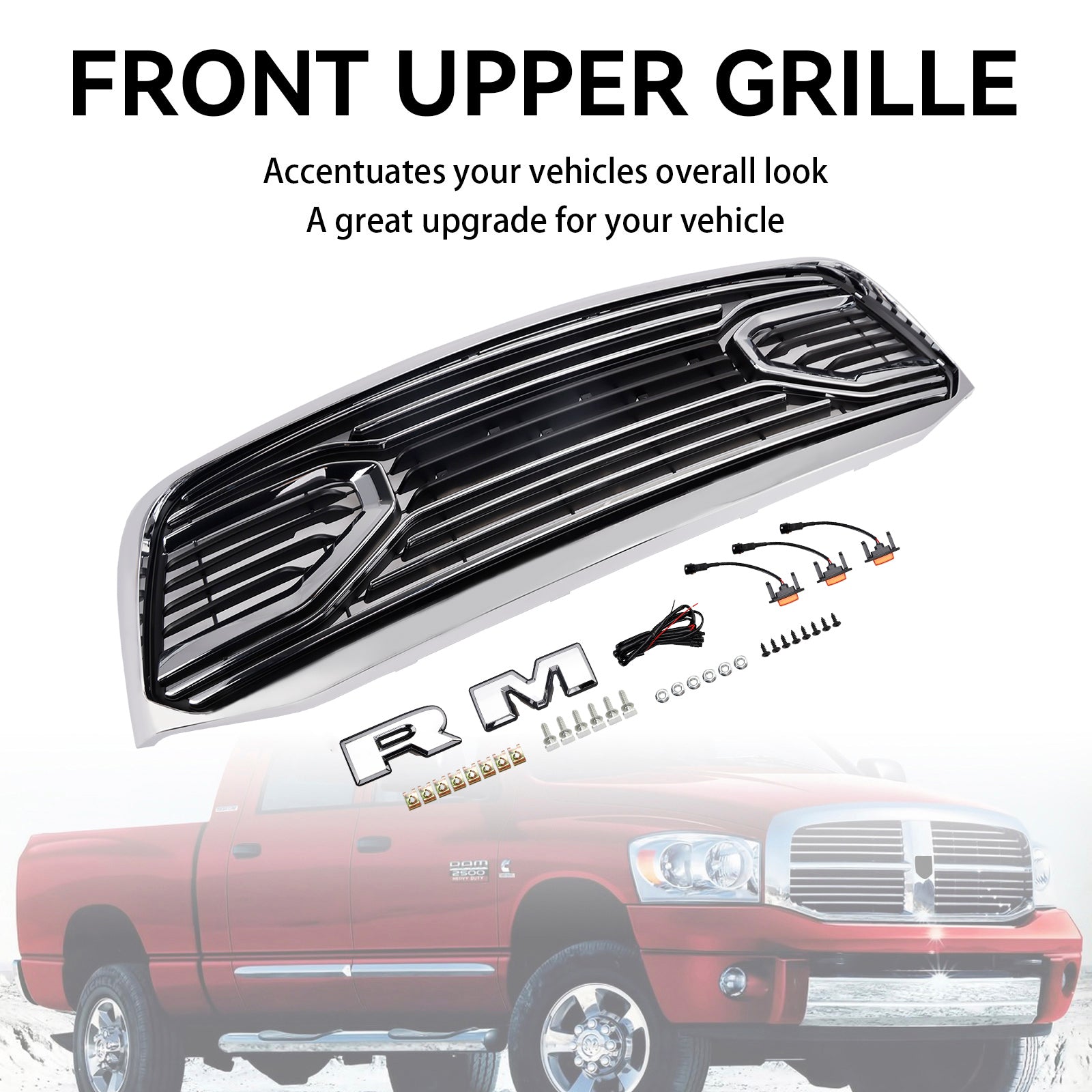 2006-2008 Dodge RAM 1500 Chrome Front Bumper Grill Grille