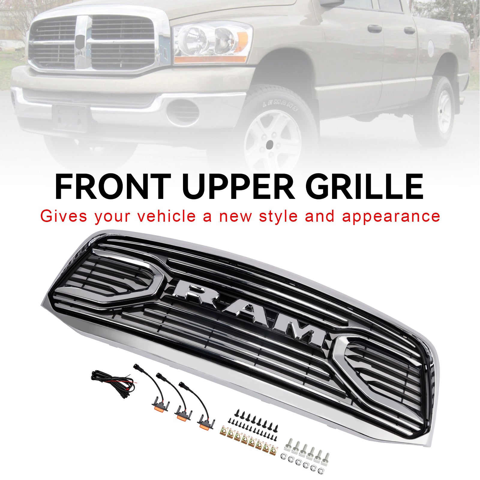 2006-2009 Dodge RAM 2500 Chrome Front Bumper Grill Grille