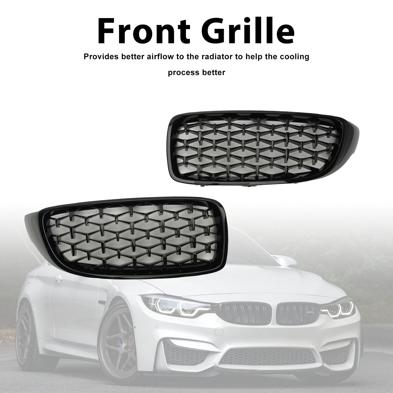 2014-2018 BMW 4 Sereis F32 F33 F36 F82 M4 All Models Diamond Front Upper Grille
