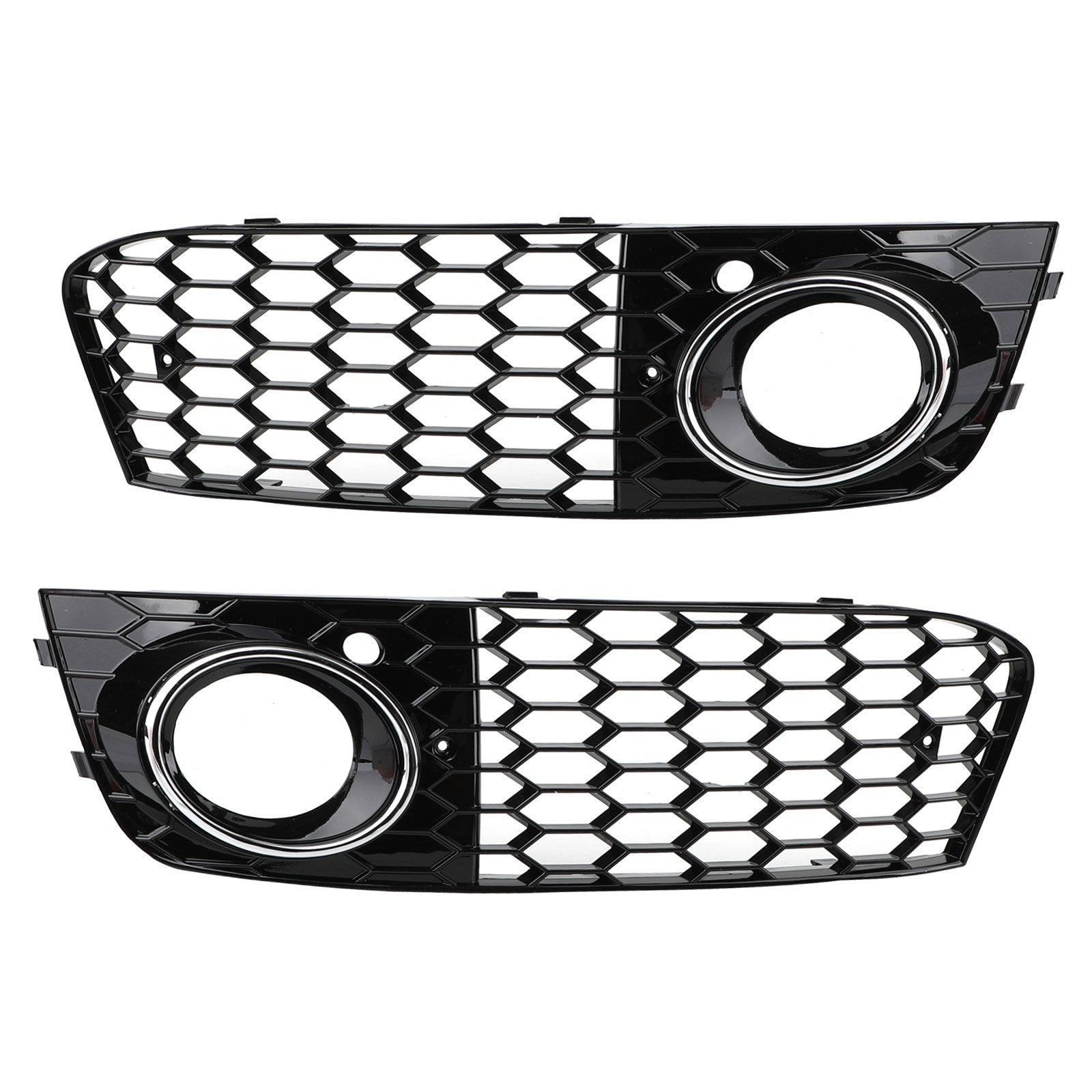 Grade hexagonal esportiva estilo colmeia Audi A4 B8 RS4 2009-2012 & Grade de ventilação aberta para farol de neblina em malha tipo favo de mel preto brilhante