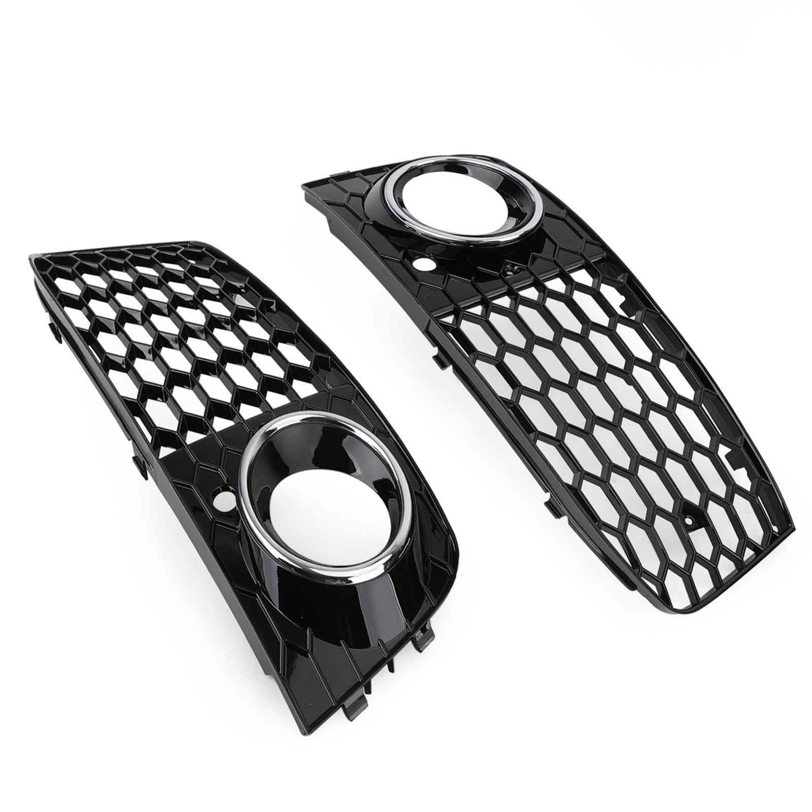 Grade hexagonal esportiva estilo colmeia Audi A4 B8 RS4 2009-2012 & Grade de ventilação aberta para farol de neblina em malha tipo favo de mel preto brilhante