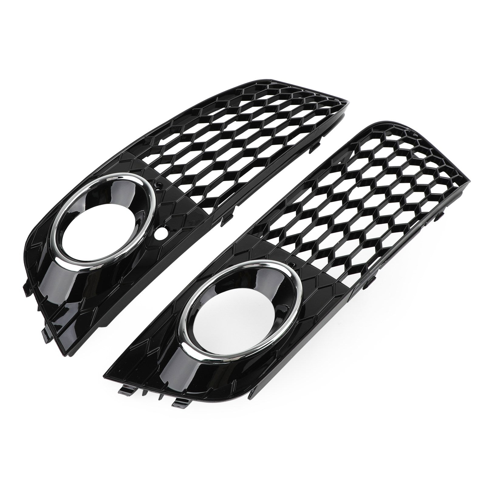 Grade hexagonal esportiva estilo colmeia Audi A4 B8 RS4 2009-2012 & Grade de ventilação aberta para farol de neblina em malha tipo favo de mel preto brilhante