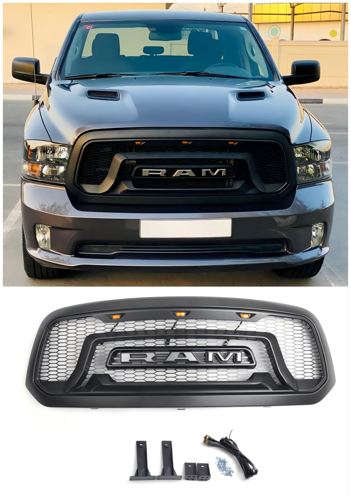 2013-2018 Dodge Ram 1500 LED mriežka ABS Honeycomb Bumper Grill Grille Grille