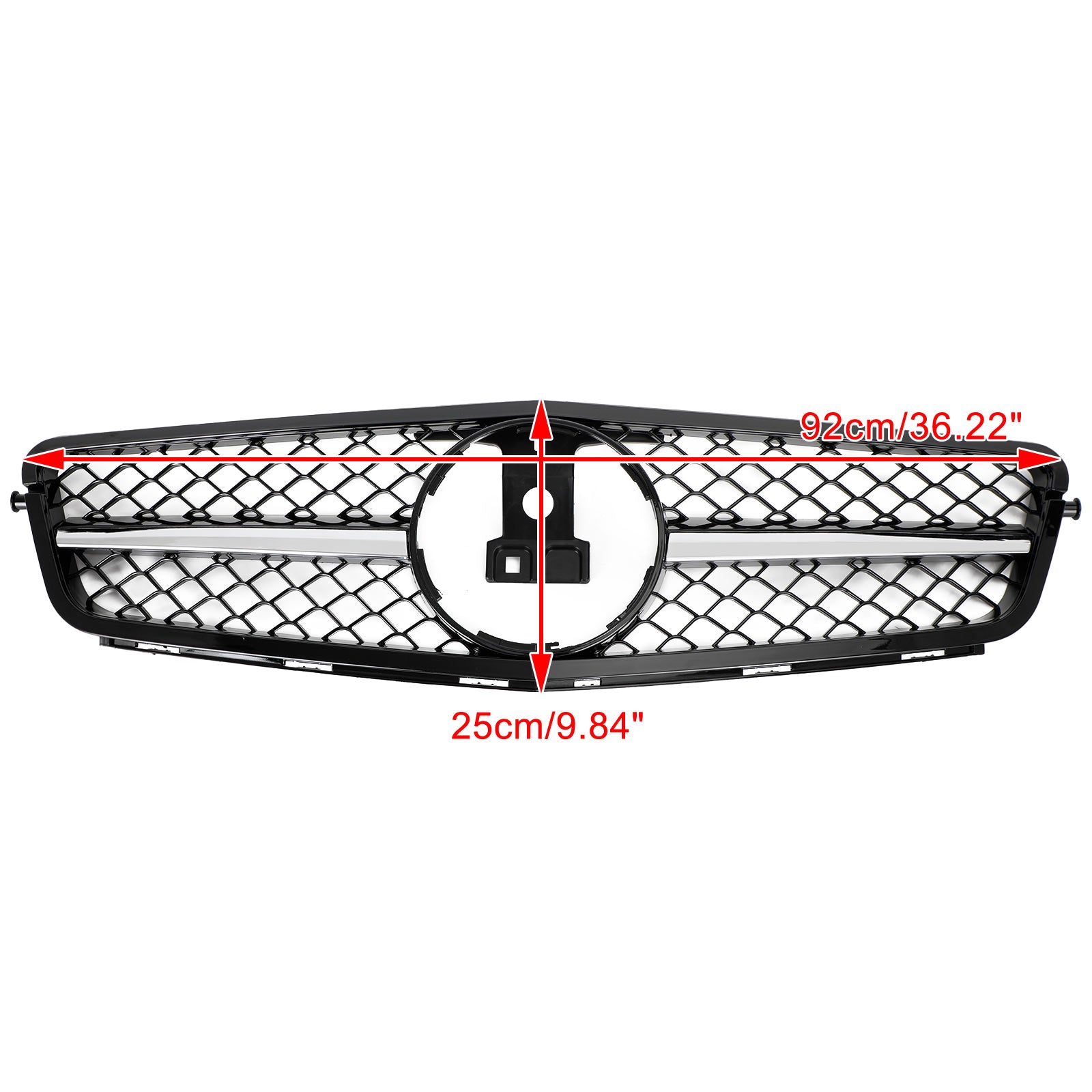 2008-2014 W204 C-Class BENZ ABS Gloss Black Chrome Front Bumper Grille Generic