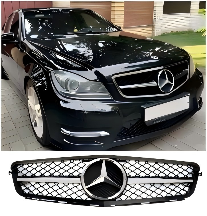 2008-2014 W204 C-Klass BENZ ABS Glanssvart Krom Främre Stötfångargrill Generisk