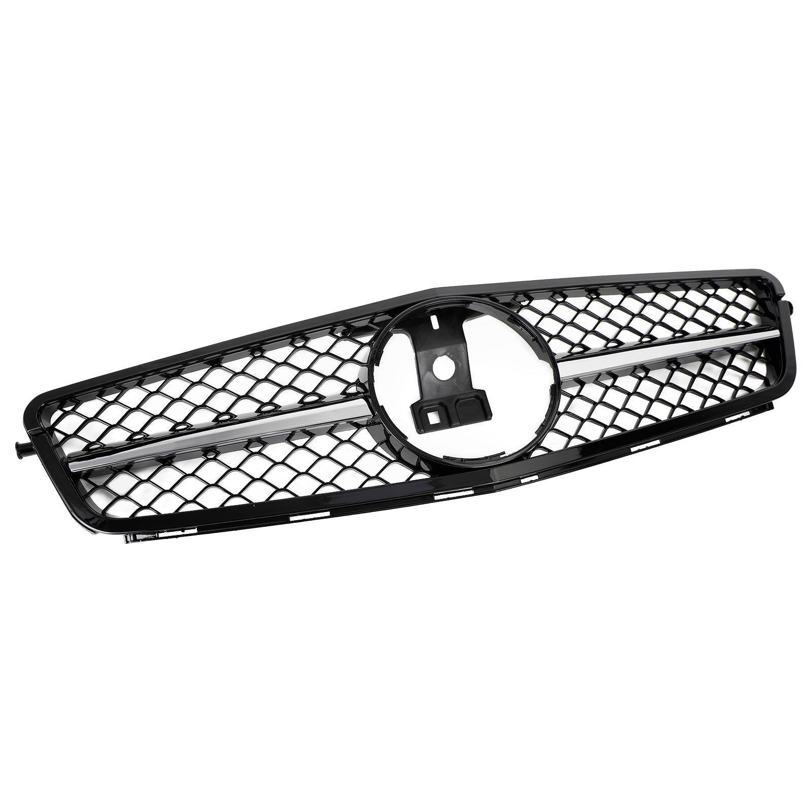 2008-2014 W204 C-Class BENZ ABS Gloss Black Chrome Front Bumper Grille Generic