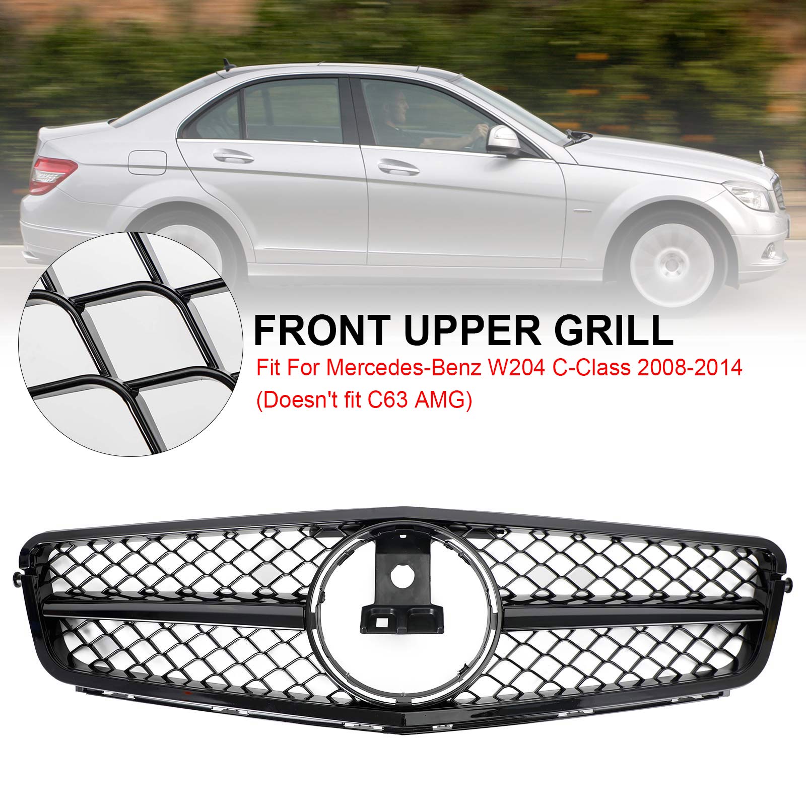 Benz Classe C 2008-2014 W204 Grille de pare-chocs avant C300 C350 avec LED AMG