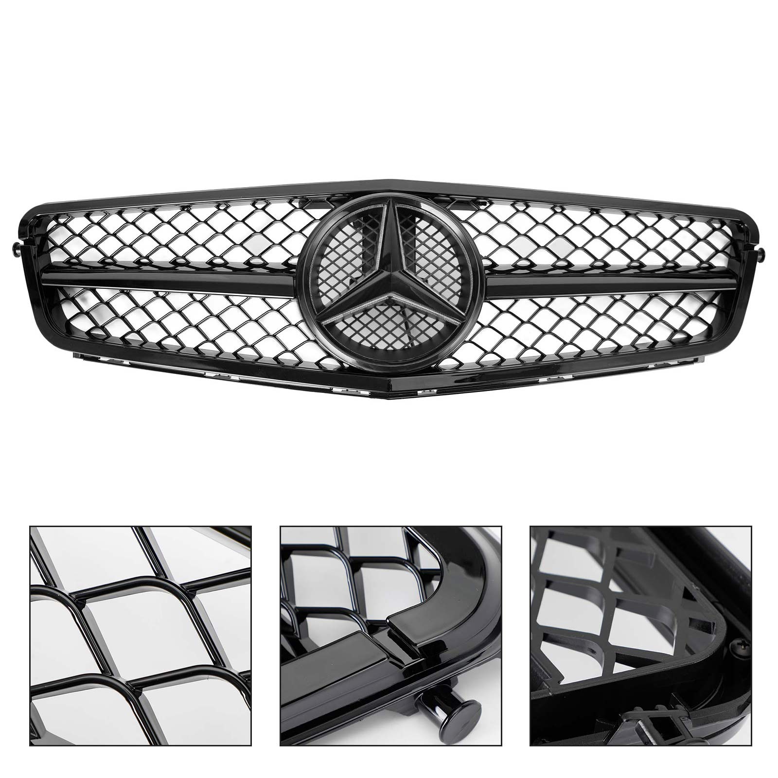 Clase C Benz 2008-2014 W204 Parrilla de parachoques delantera AMG con LED C300 C350