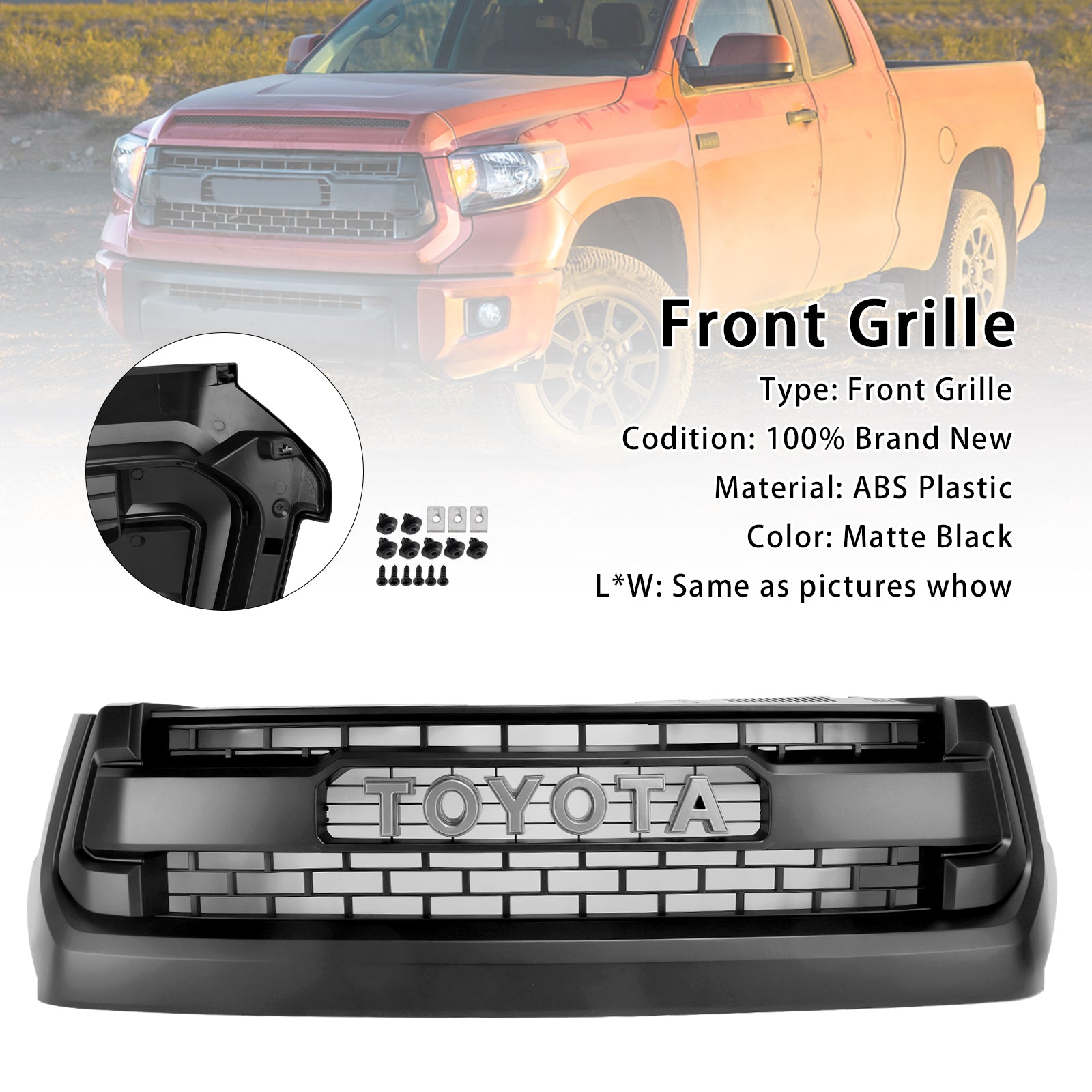 2014-2018 Toyota Tundra TRD PRO Matte Black Honeycomb Front Grill Grille