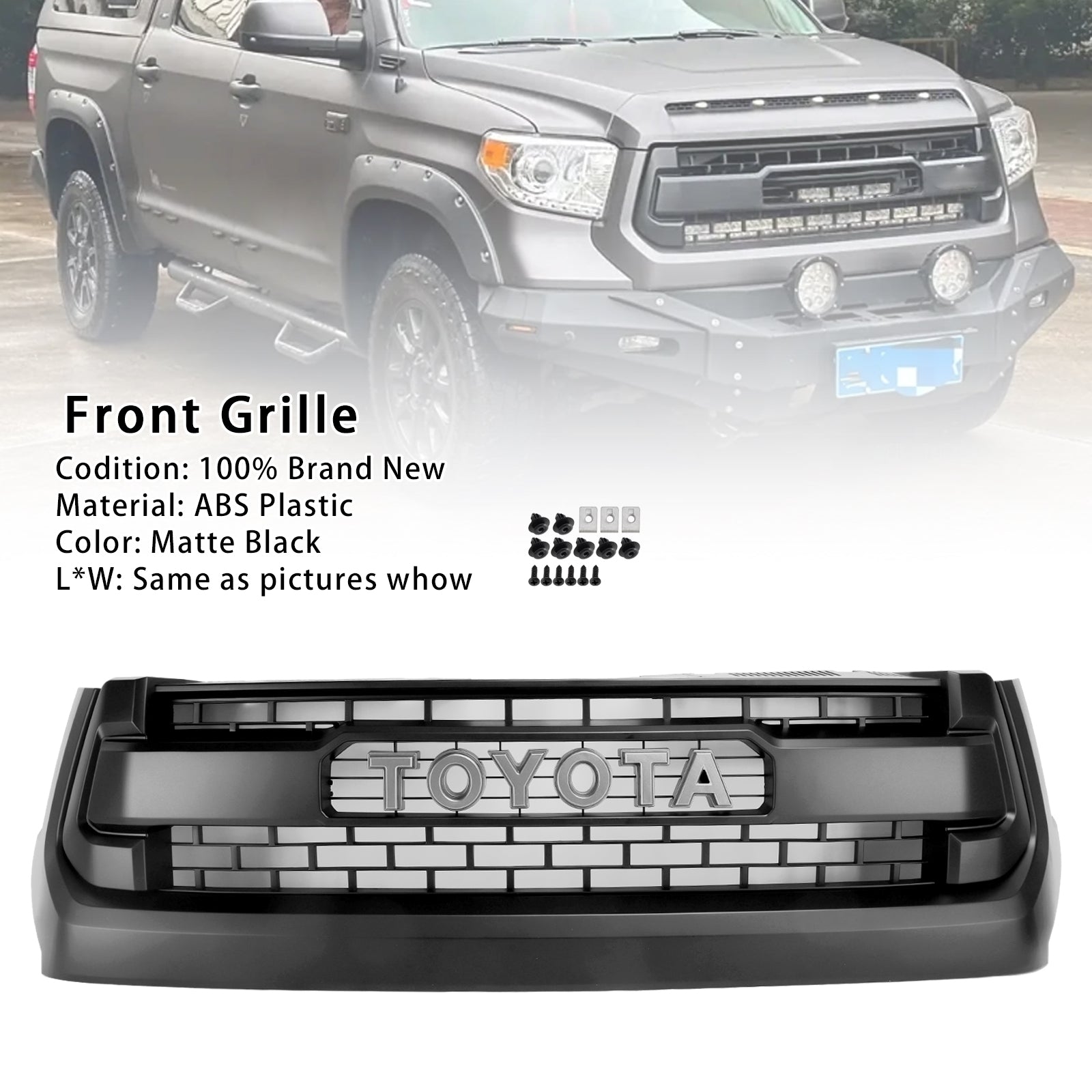 2014-2018 Toyota Tundra TRD PRO Matte Black Honeycomb Front Grill Grille