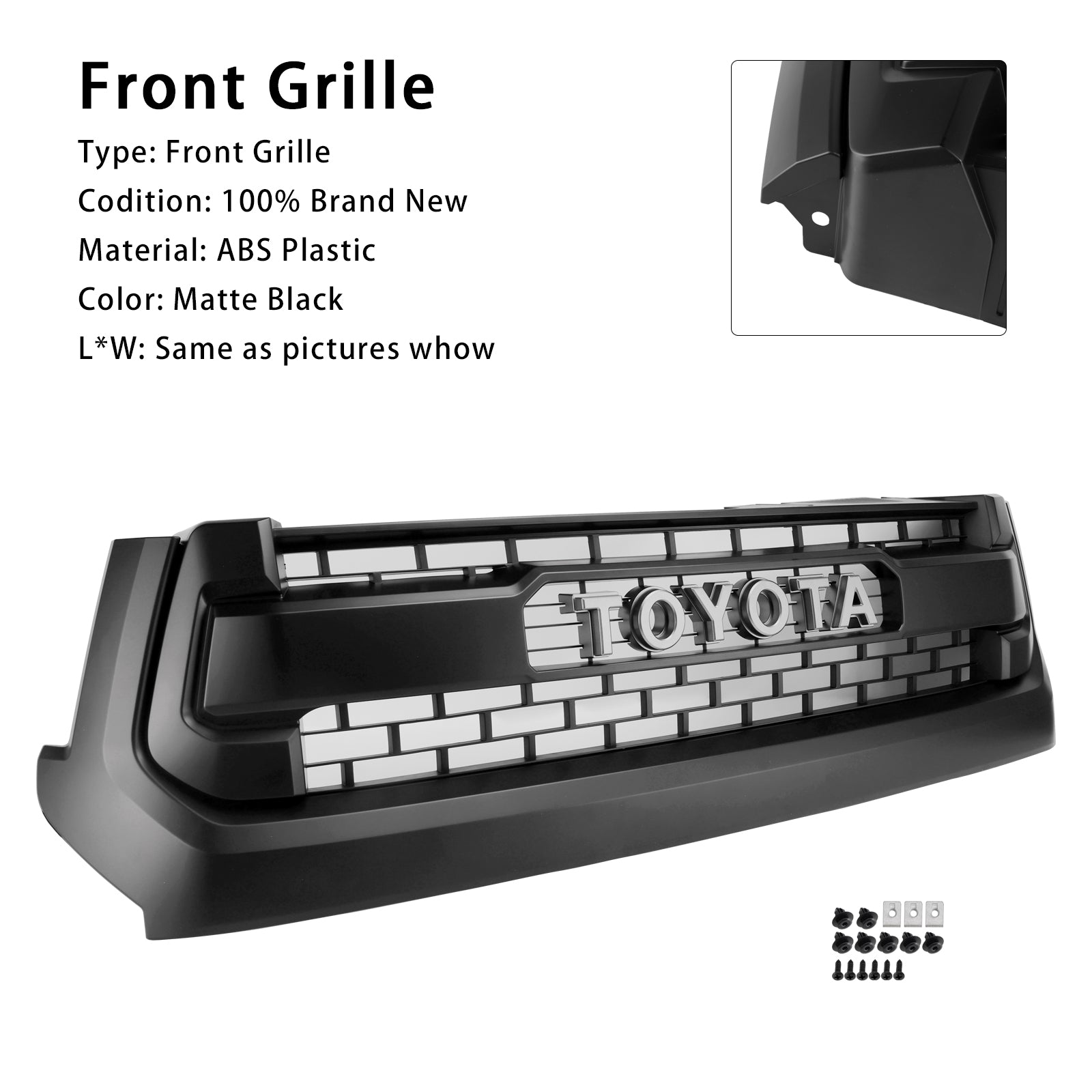 2014-2018 Toyota Tundra TRD PRO Matte Black Honeycomb Front Grill Grille