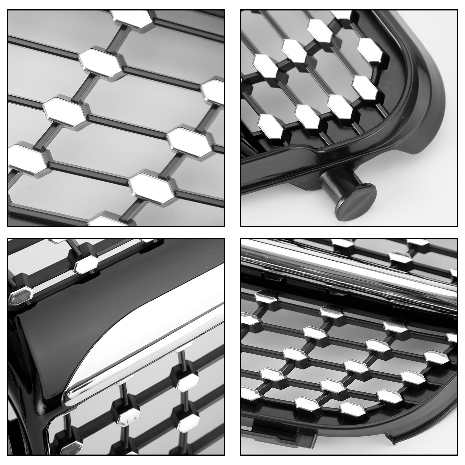2008-2014 Benz C-Class W204 C180/C200/C230/C250/C280/C300/C350 Diamond Black Chrome Front Grille Grill Generic