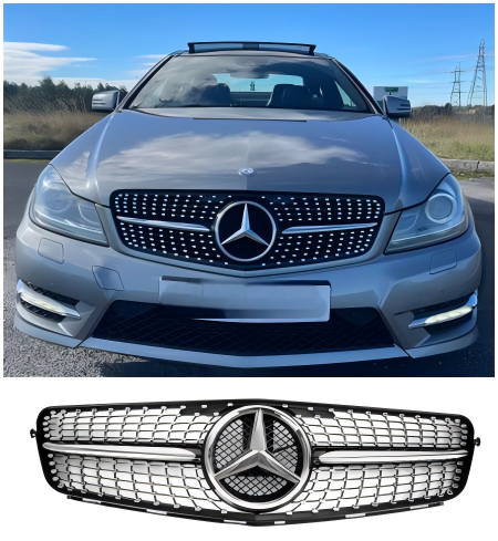 2008-2014 C-Class Benz W204 C300 C350 LED Diamond Front Bumper Grille Grill