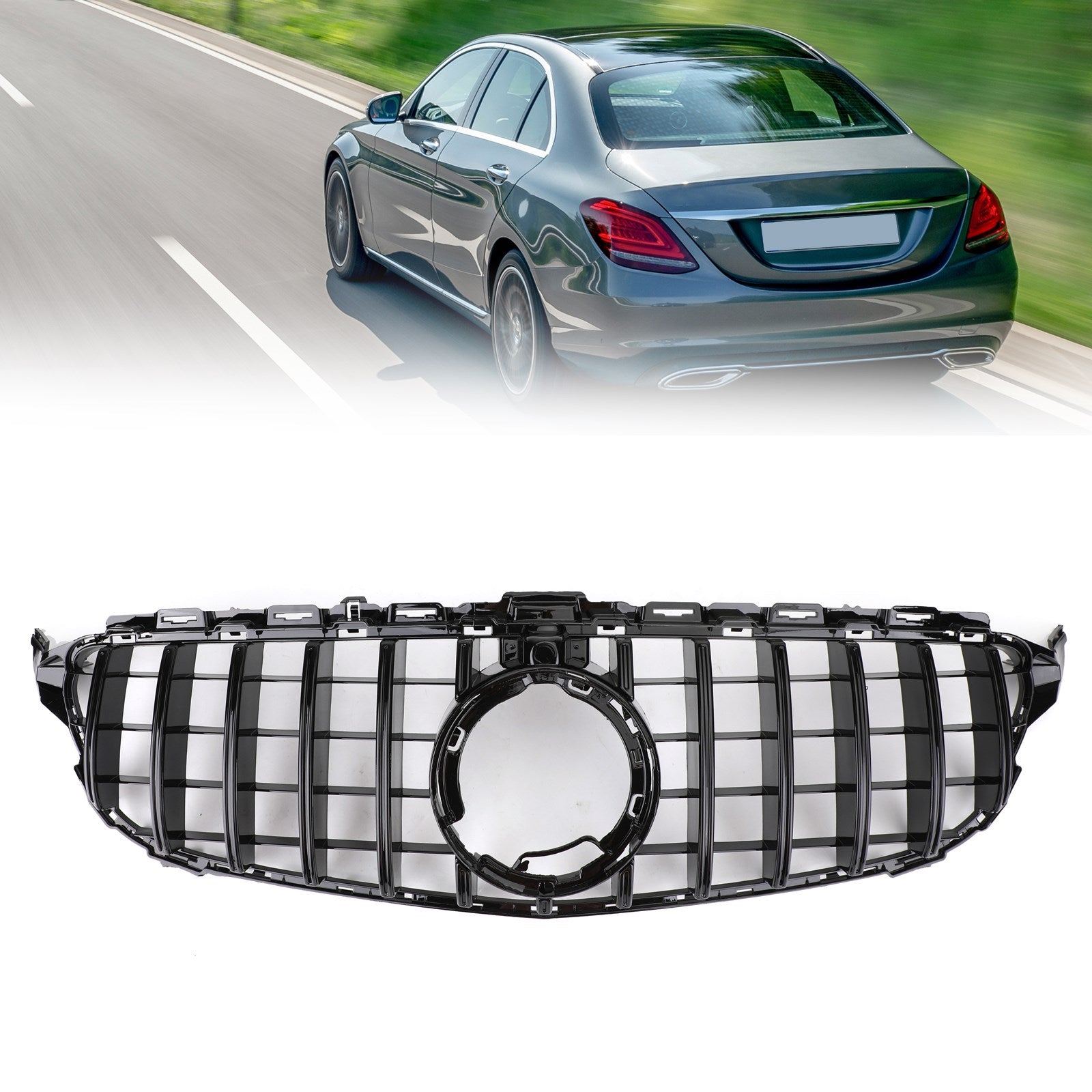 2019 2020 2021 Mercedes Benz C class W205 C300 C250 AMG (models with a camera) GTR Style Grill Grille W/Camera Generic