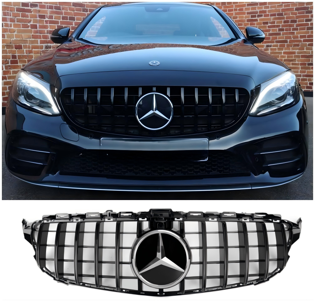 2019 2020 2021 Mercedes Benz C-klass W205 C300 C250 AMG (modeller med kamera) GTR-stilgrill Grill med kamera Generisk