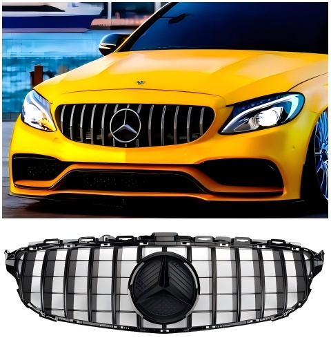 2015-2018 Mercedes Benz C class W205 C200 C250 C300 C350 (models without camera) GTR Style Front Bumper Grill Grille Generic