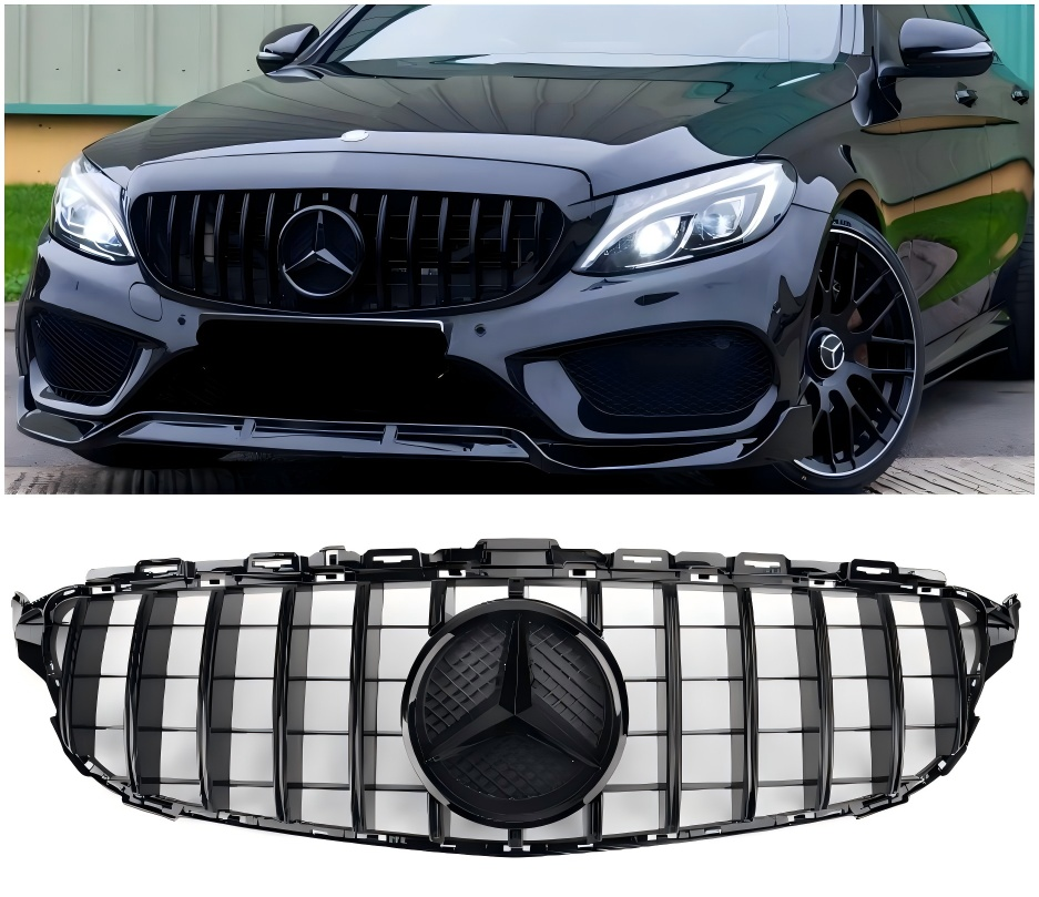 GTR-stil främre stötfångargrill för Mercedes-Benz C-klass 2015-2018 W205 (C200, C250, C300, C350)
