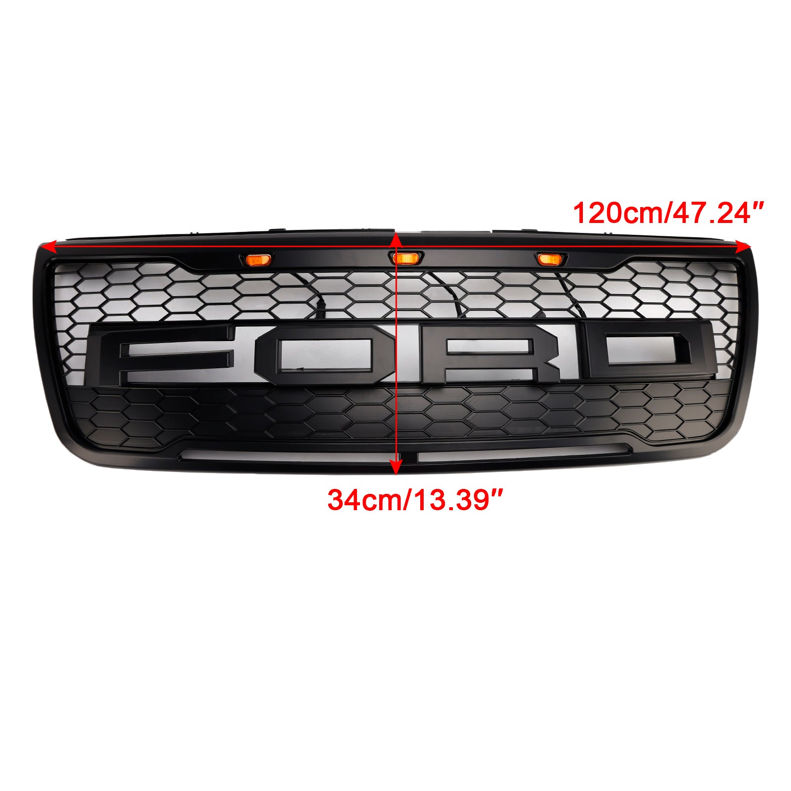 Rejilla de parachoques superior delantero compatible con Ford Explorer 2012-2015 con luces grises