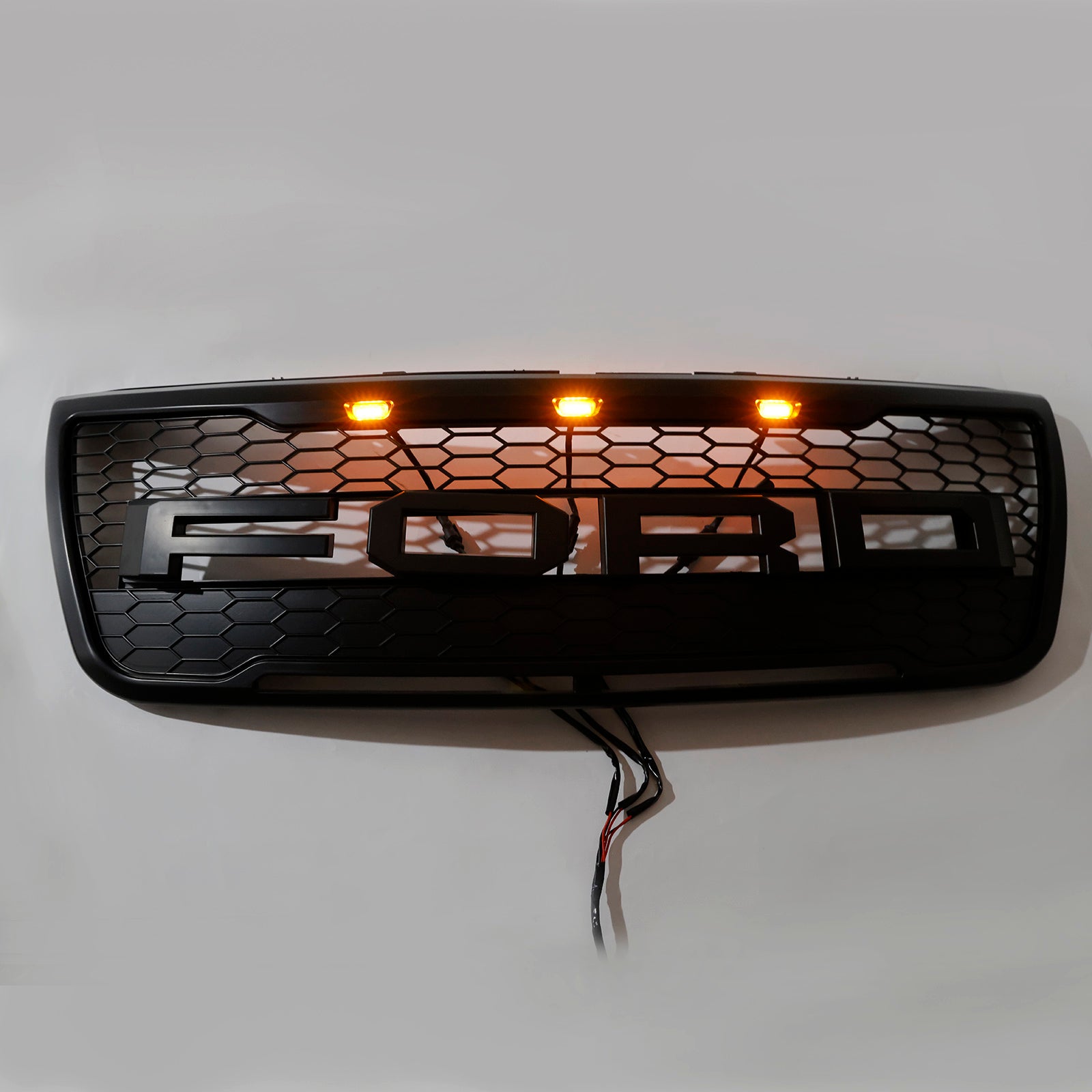 Rejilla de parachoques superior delantero compatible con Ford Explorer 2012-2015 con luces grises